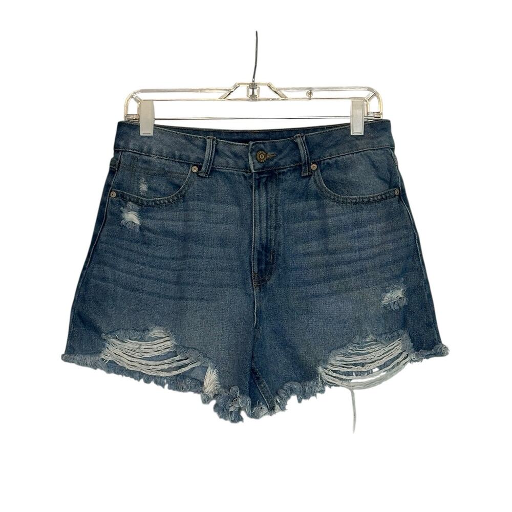 Sincerely Jules blue distressed raw hem jean shorts size 9/29